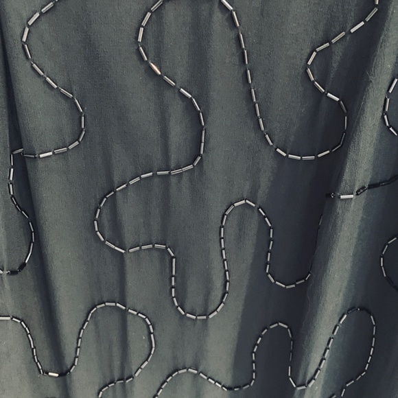 Vintage Rampage Silk Black Maxi Dress Size 7 Sequins Beads 90's Whimsy Goth Prom - Picture 8 of 14